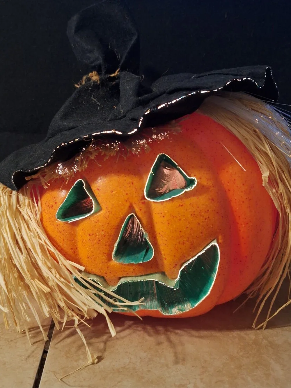 Fiber optic Halloween Jack-o'-Lantern Scarecrow Pumpkin Light Indoor Corded Fall